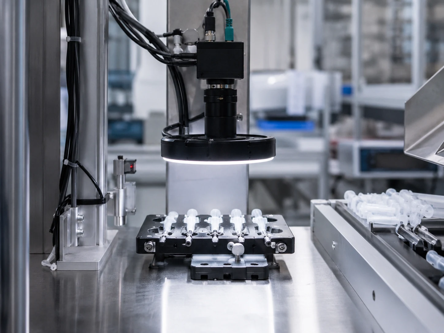 Real medical device component inspection with machine vision camera