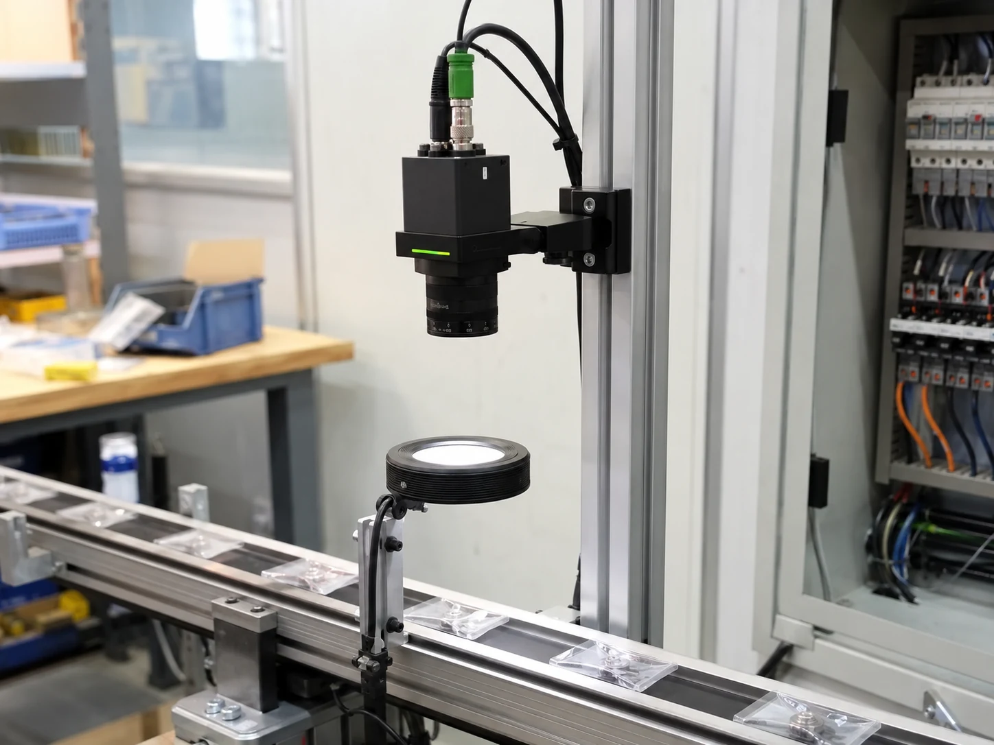 Real clean packaging inspection station with machine vision camera